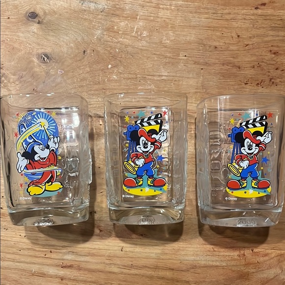 2000 McDonalds Disney World Celebration Mickey Mouse Drinking Glasses Set of 3 - Picture 1 of 6